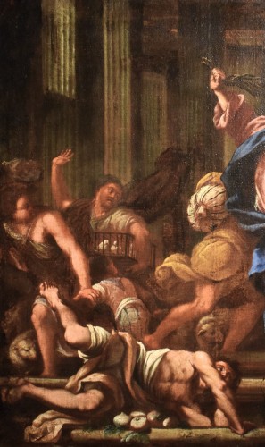 Tableaux et dessins Tableaux XVIIe siècle - Jésus chasse les marchands du temple - Italie XVIIe siècle